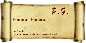 Pomper Ferenc névjegykártya